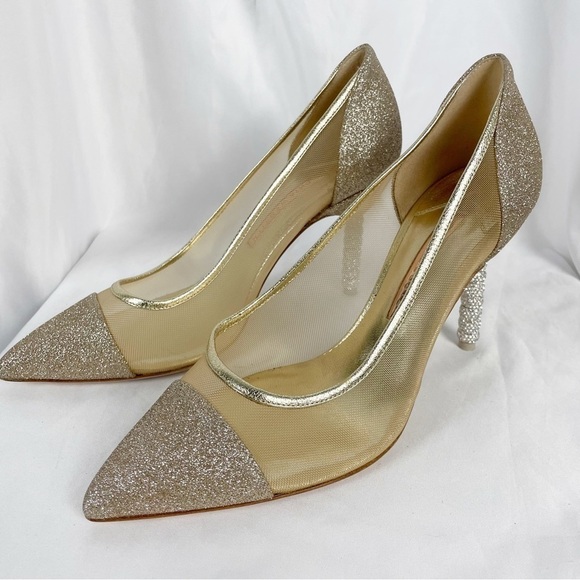 Sophia Webster Jasmine Crystal Glitter Pointed Toe Pumps Heels Cocktail Bridal - Picture 4 of 9